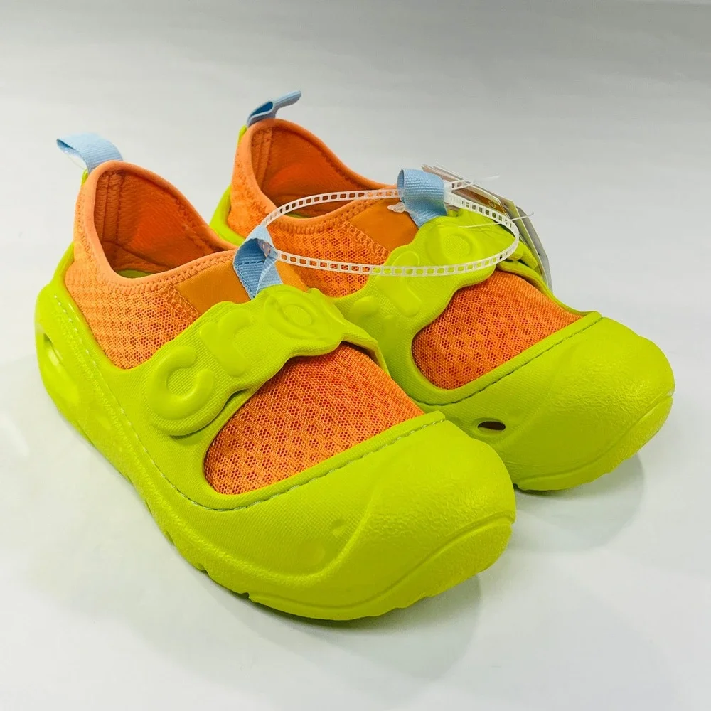 NWT Crocs Swiftwater Splash Water Shoe Kids J1 Lime Green Orange Beach Summer